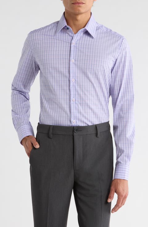 Plaid Print Slim Fit Dress Shirt