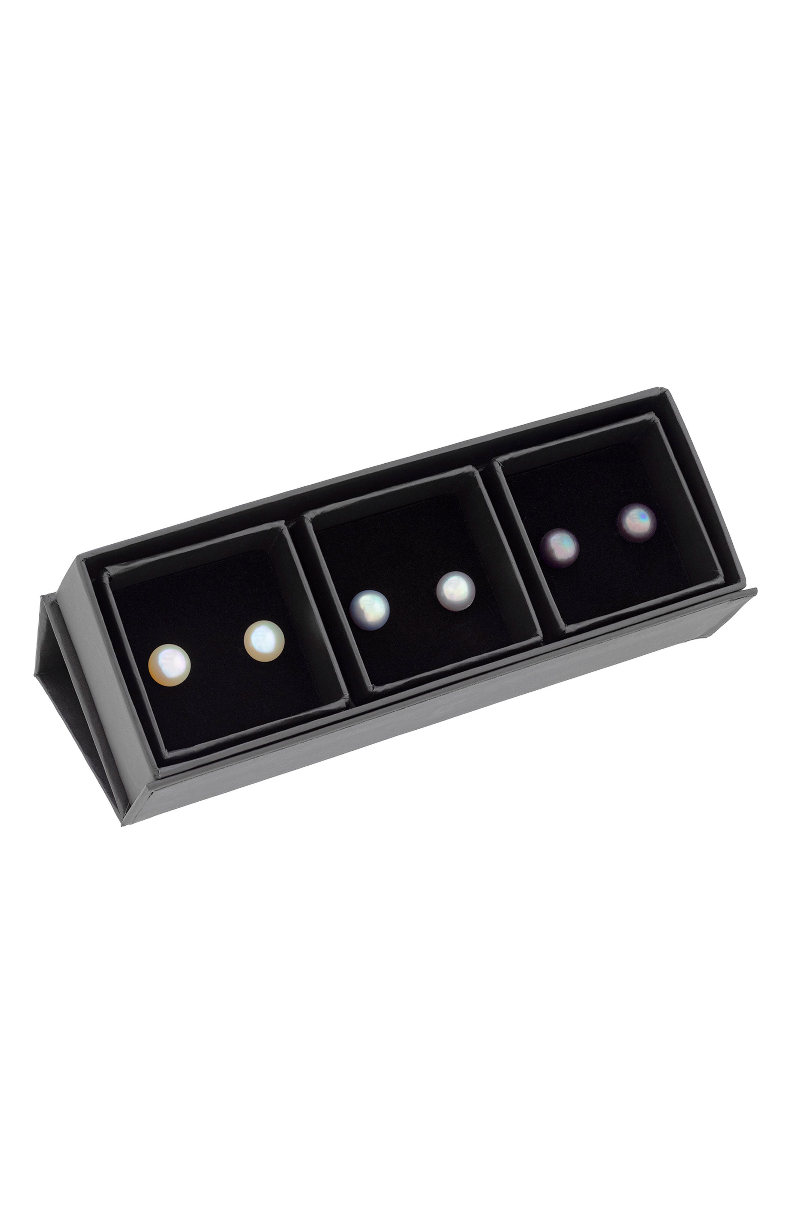 SPLENDID PEARLS Set of 3 Freshwater Pearl Stud Earrings