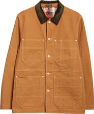 Drake's Check Lined Cotton Canvas Welder Chore Jacket
