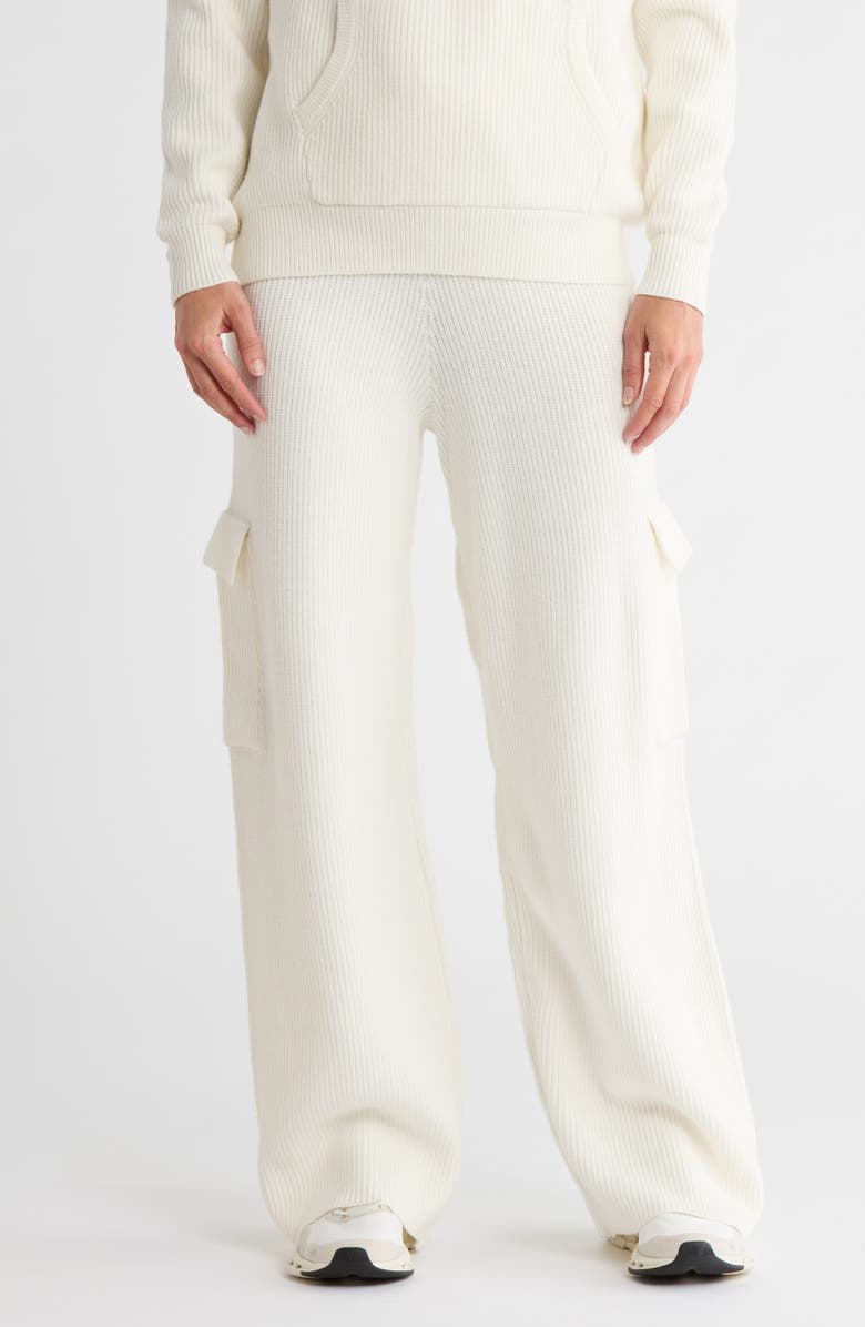 YOGALICIOUS Serenity Sundown Knit Cargo Pants, Main, color, White Dove