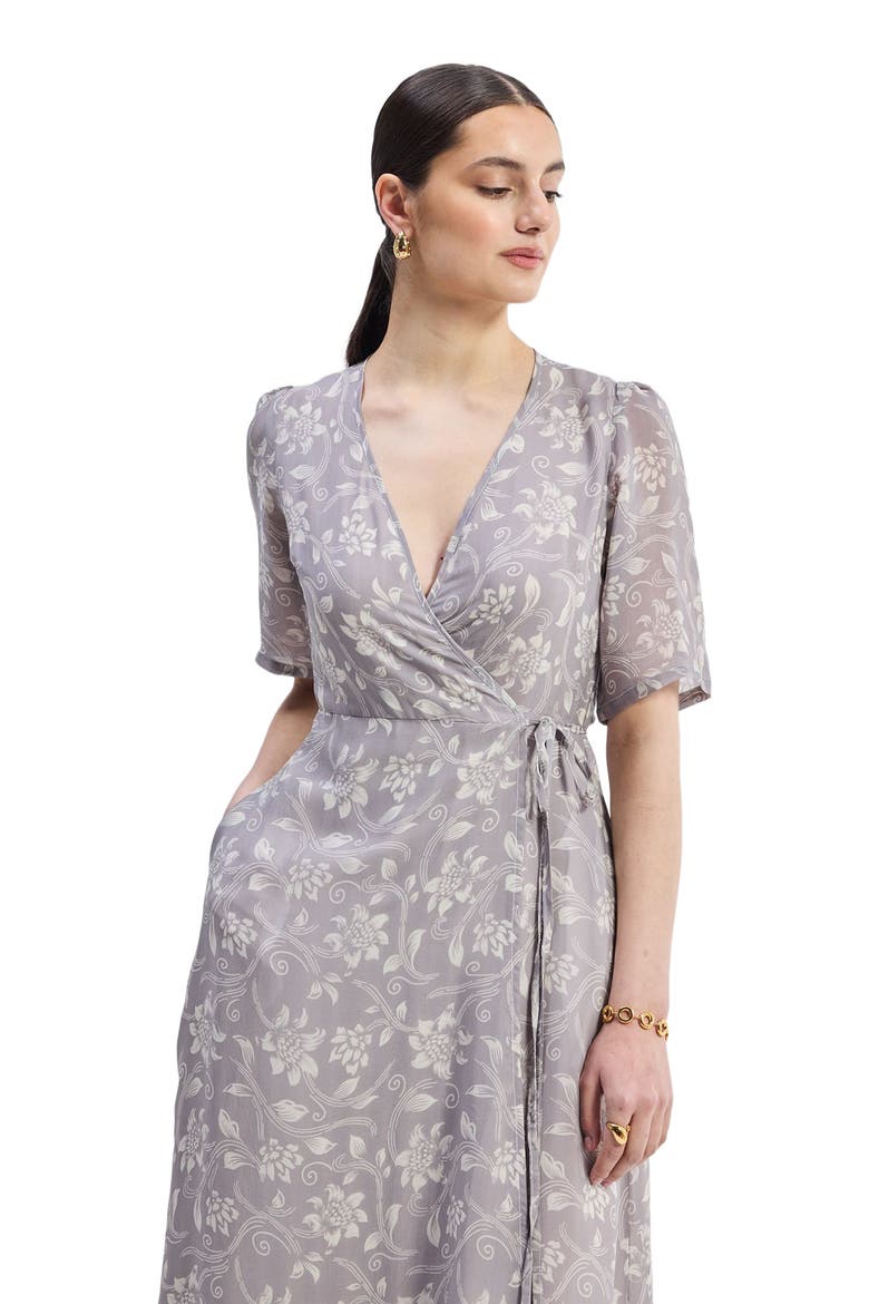 Maxi Wrap Floral dress in Vintage Vines, Alternate, color, Vintage Vines