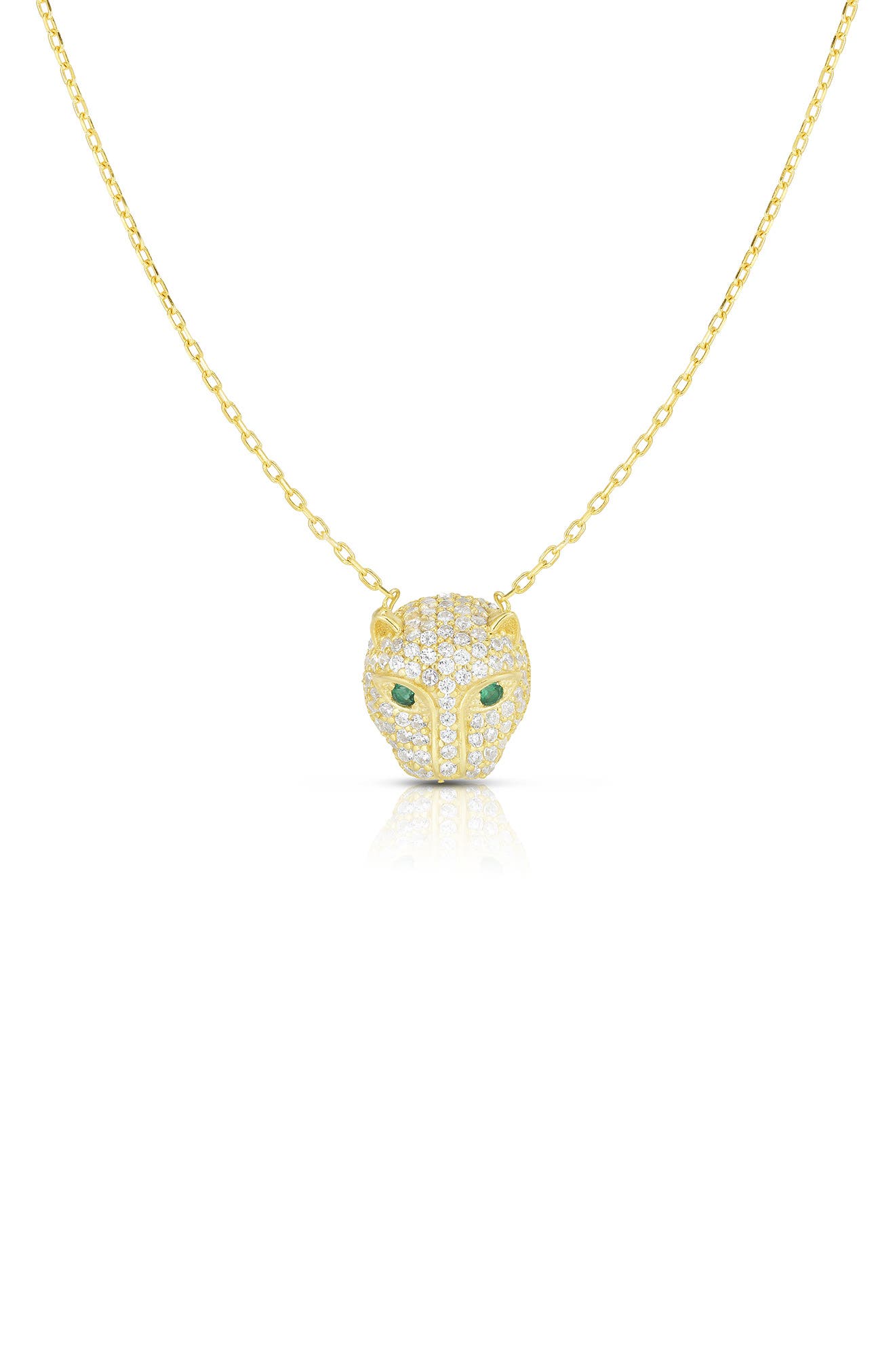 SPHERA MILANO 14K Gold Vermeil Pave CZ Panther Pendant Necklace