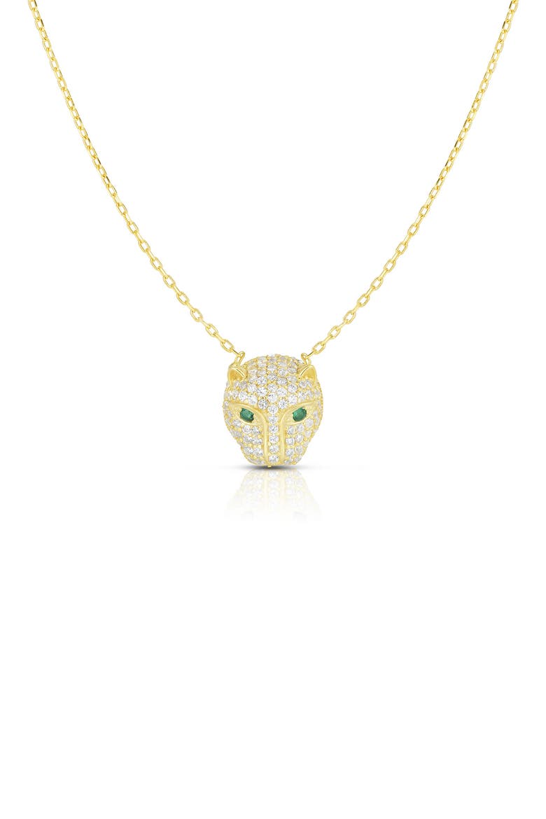 14K Gold Vermeil Pave CZ Panther Pendant Necklace, Main, color, YELLOW GOLD