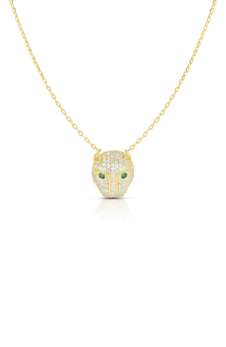 SPHERA MILANO 14K Gold Vermeil Pave CZ Panther Pendant Necklace, Main, color, Yellow Gold