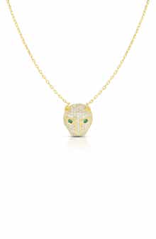 SPHERA MILANO 14K Gold Vermeil Pave CZ Panther Pendant Necklace