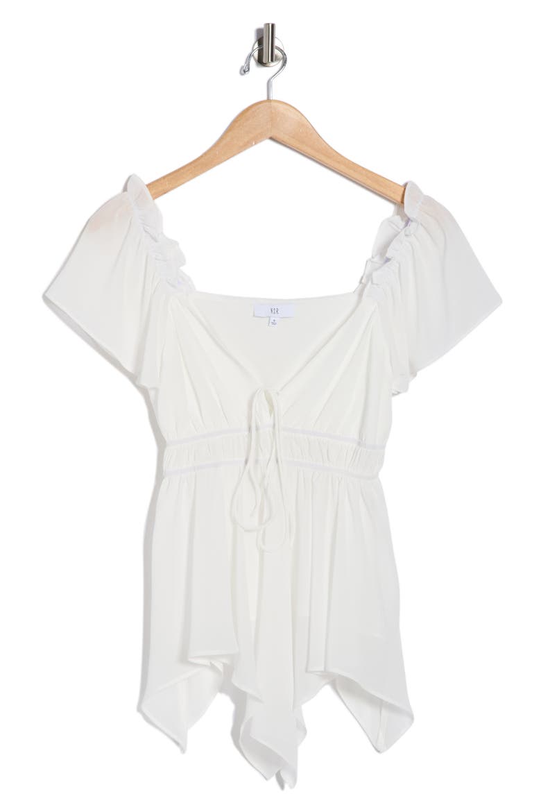 Flutter Sleeve Chiffon Top, Alternate, color, IVORY