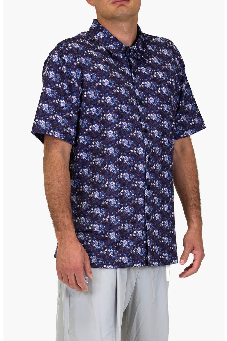 Digi Floral Aqua Terra Performance Short Sleeve Button-Up Shirt, Alternate, color, BLUE MULTI