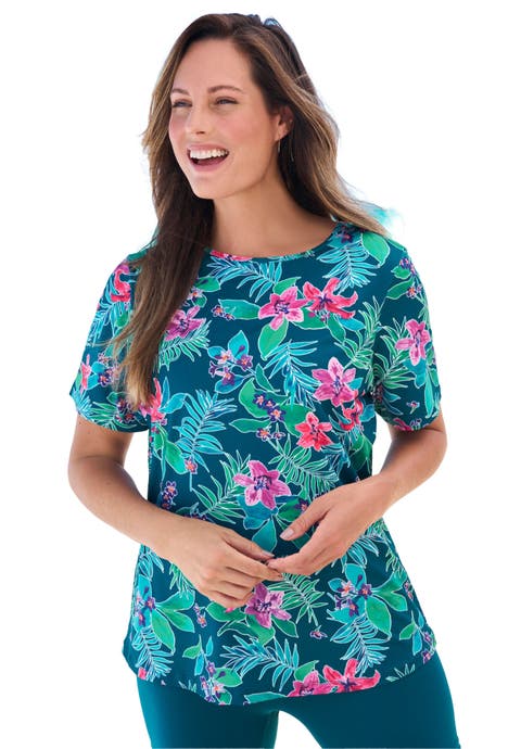 Chlorine-Resistant Crewneck Relaxed-Fit Swim Tee (Plus)