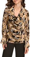 Donna Karan New York Burnout Print Cowl Neck Top
