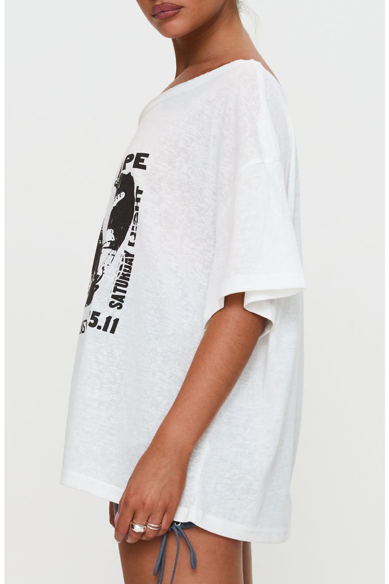 Kippa Off the Shoulder Oversize Graphic T-Shirt, Alternate, color, WHITE