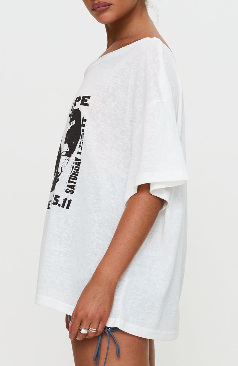 Princess Polly Kippa Off the Shoulder Oversize Graphic T-Shirt, Alternate, color,