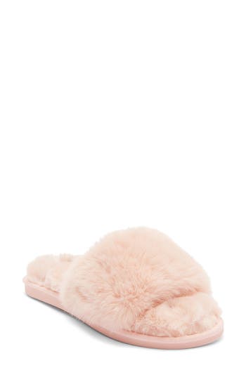 Nine West Faux Fur Slipper In Pink