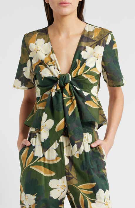 Tia Floral Tie Front Cotton Top