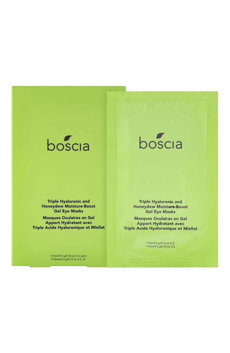 Boscia Triple Hyaluronic and Honeydew Moisture-Boost Gel Eye Masks, Main, color, 