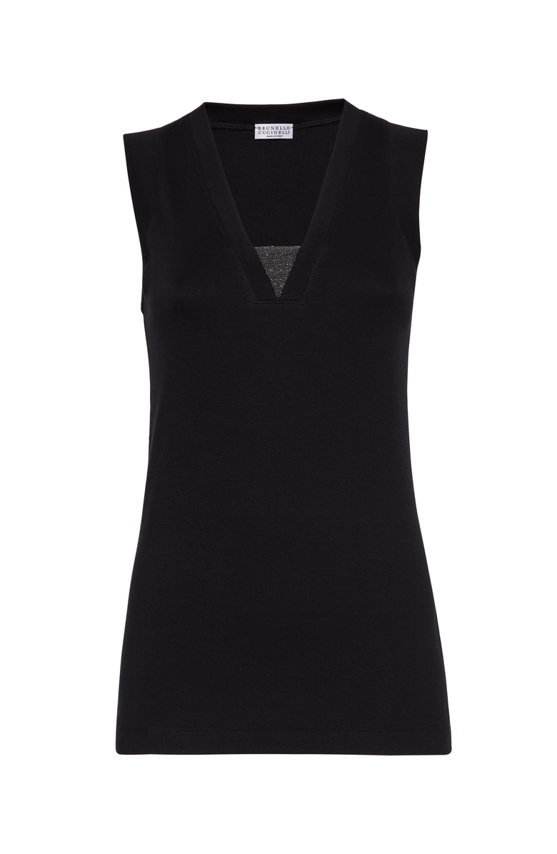 Brunello Cucinelli Ribbed jersey top, Main, color, 