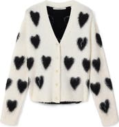 AllSaints Scatter Heart Alpaca & Merino Wool Blend Cardigan