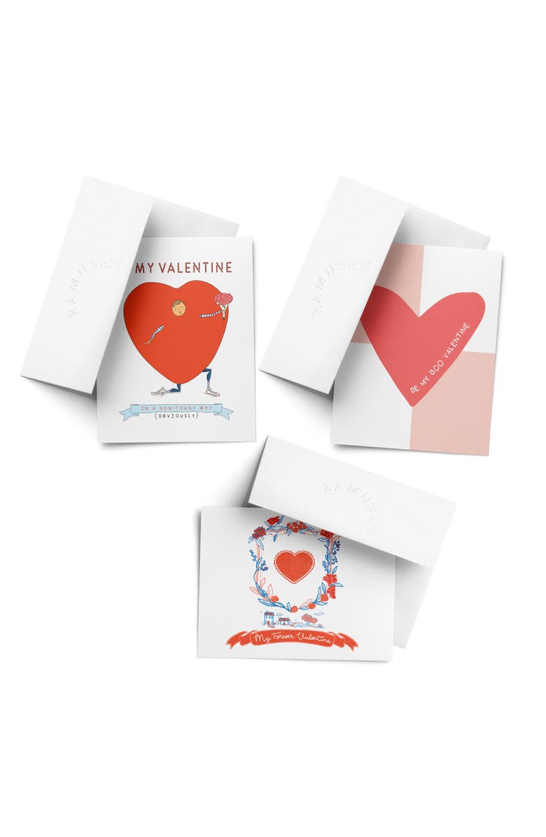 Ramus & Co Love/Valentine's Assorted Greeting Card Pack (3ct) "Non Corny Valentine, Boo Valentine, Forever Valentine", Main, color, Multi-Pack
