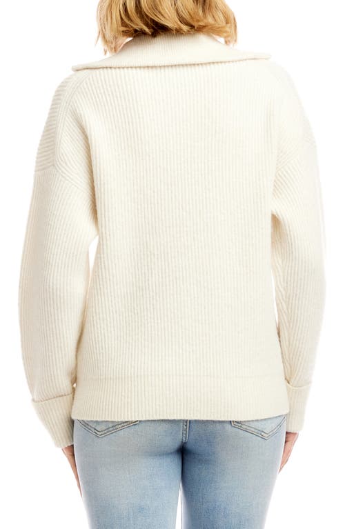 Karen Kane Half Zip Sweater In White