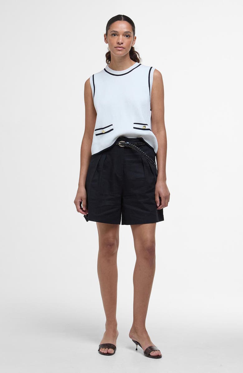 Barbour Amy Contrast Detail Sleeveless Cotton Sweater, Alternate, color, Cloud