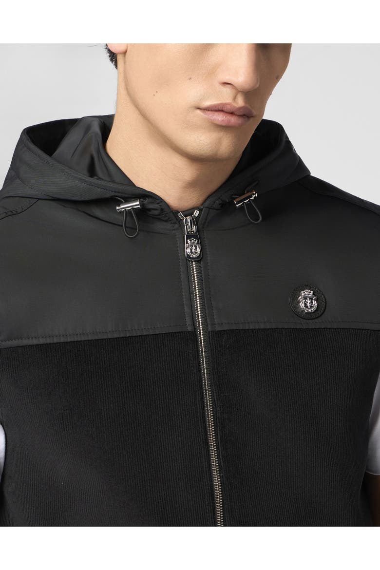 Velvet Nylon Short Vest Men, Alternate, color, black