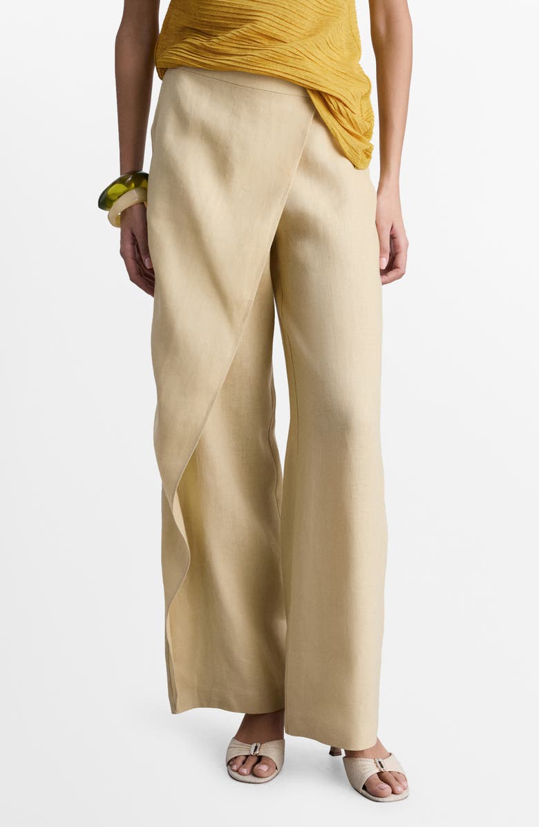 MANGO Crossover Linen Pants, Main, color, 