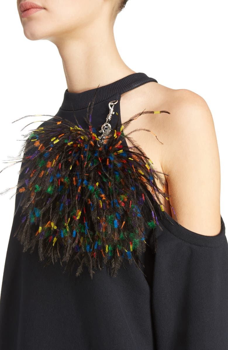 Christopher Kane Pom Pom Cold Shoulder Sweatshirt, Alternate, color,