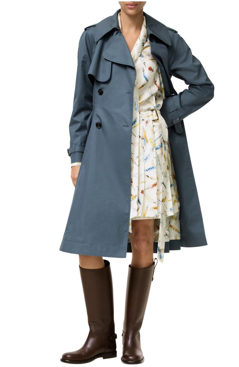 Burberry Long Tropical Gabardine Pembury Trench Coat, Main, color, Seafarer Blue