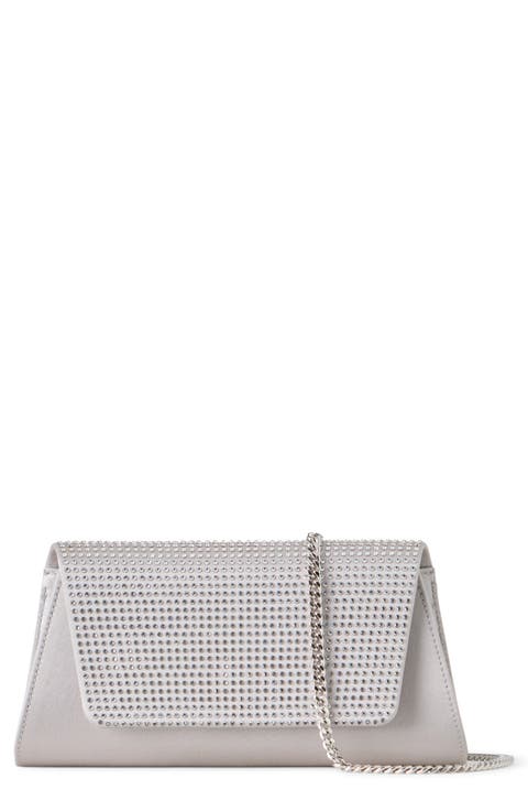 Anouk Crystal Embellished Silk & Leather Clutch