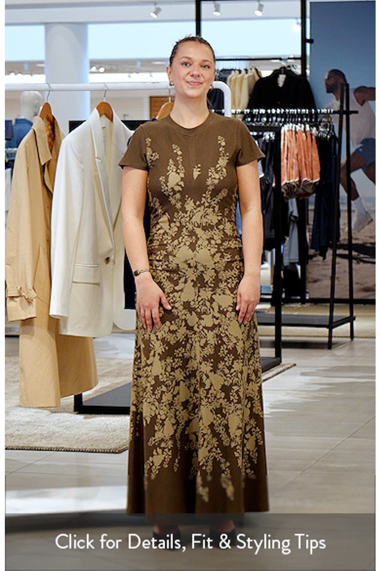 Print Cap Sleeve Ruched Jersey Maxi Dress video