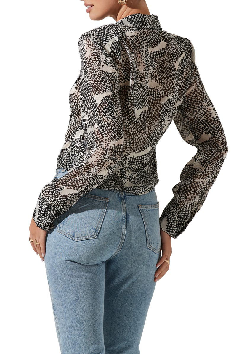 ASTR the Label Ruched Button-Up Shirt, Alternate, color,