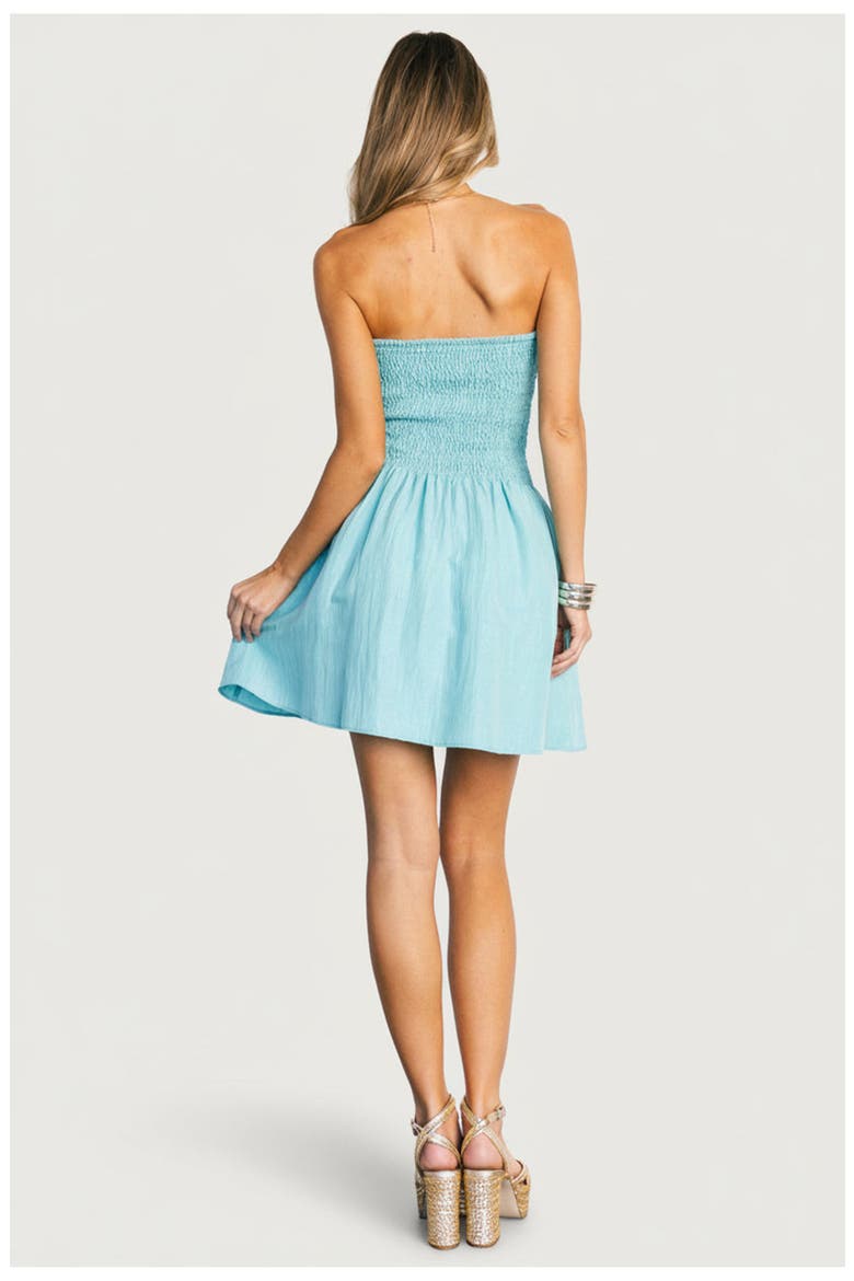 Cielo Strapless Short Dress, Alternate, color, Aqua
