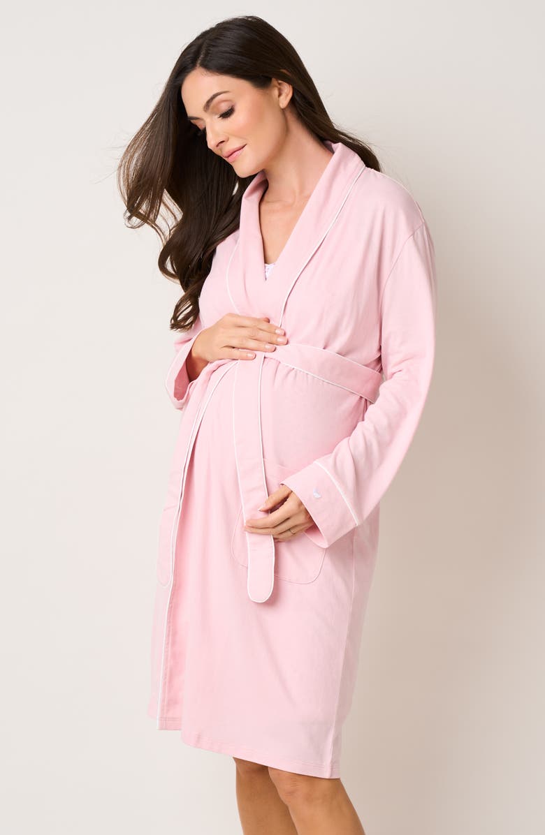 Petite Plume The Hospital Stay Luxe Maternity/Nursing Robe, Nightgown, Baby Blanket & Baby Hat Set, Alternate, color, 