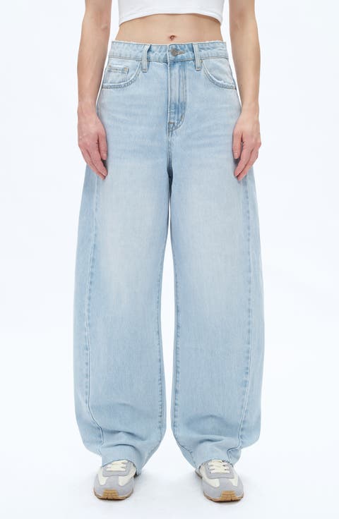 Raw Hem Super High Waist Barrel Jeans