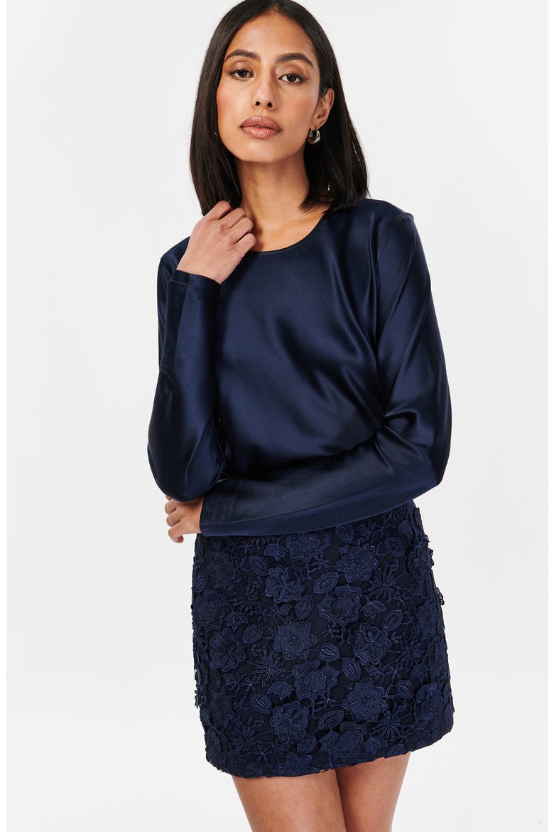Florcienta Floral Lace Miniskirt, Alternate, color, NAVY