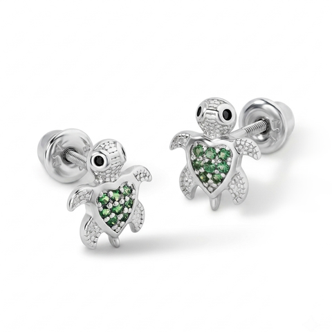 Cubic Zirconia Turtle Earrings