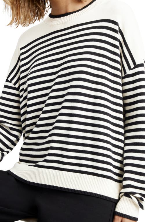 Splendid Sabrina Stripe Sweater In Black/ice Stripe