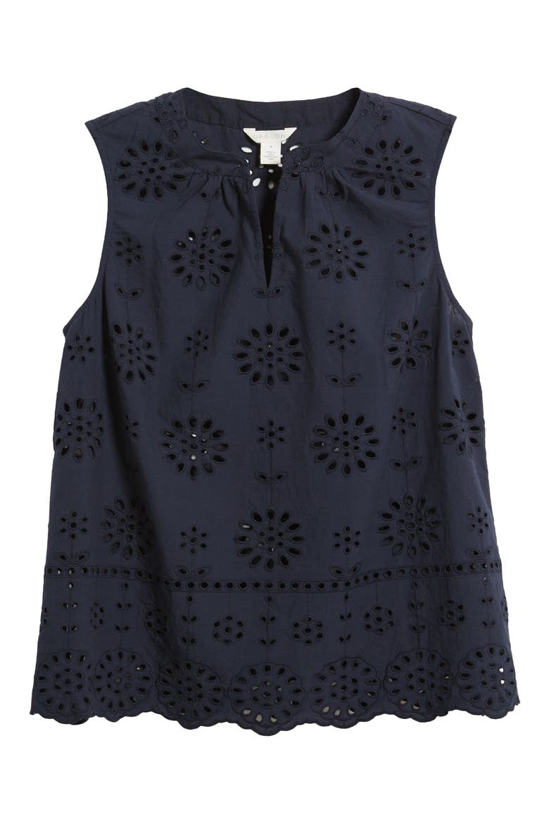 Sleeveless Eyelet Top, Alternate, color, NAVY BLAZER