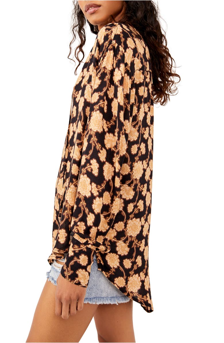 Free People Mia Floral Print Tie Neck Tunic Top, Alternate, color,