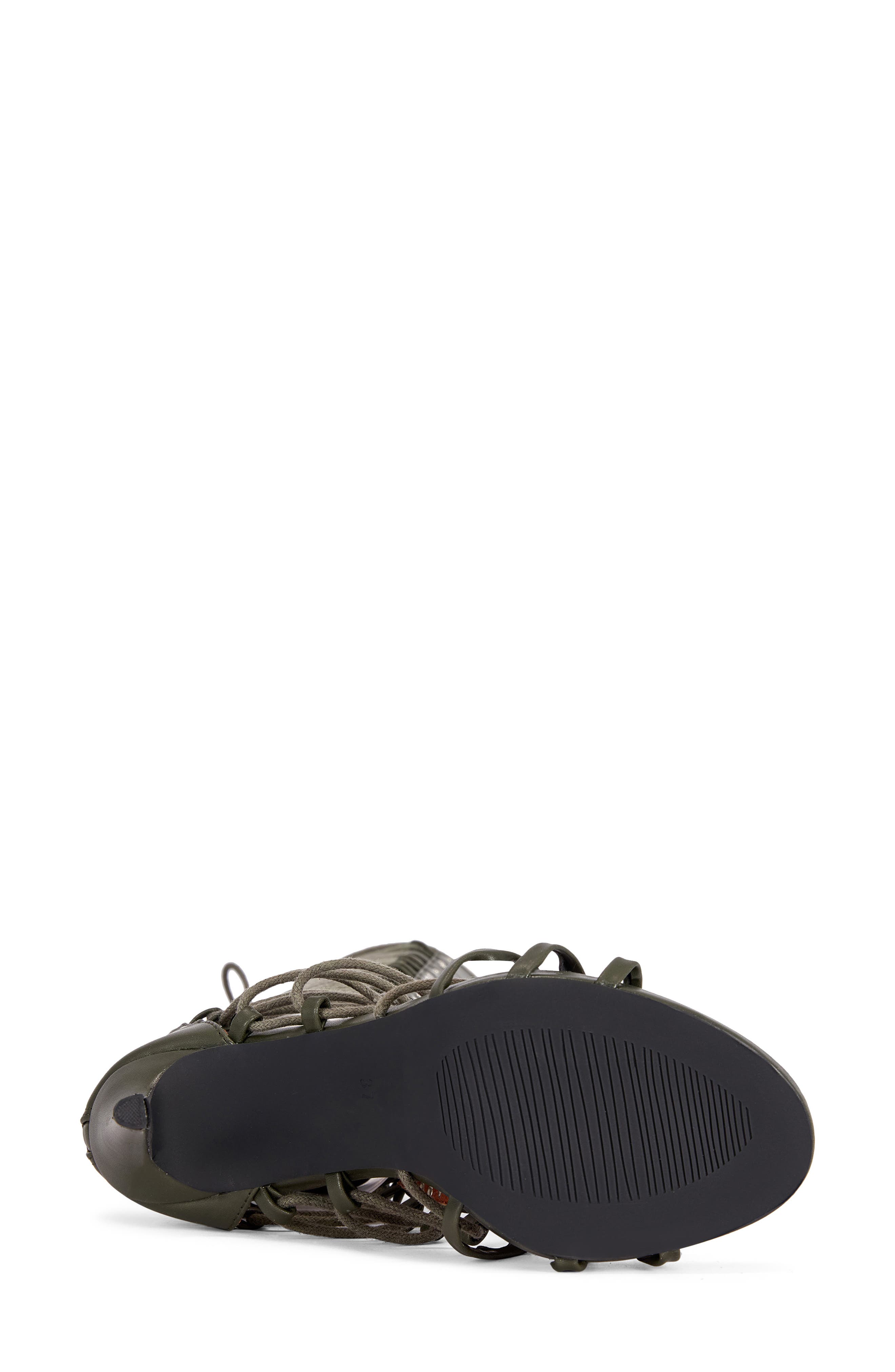 Rosalina Lace-Up Knee High Sandal, Alternate, color, OLIVE