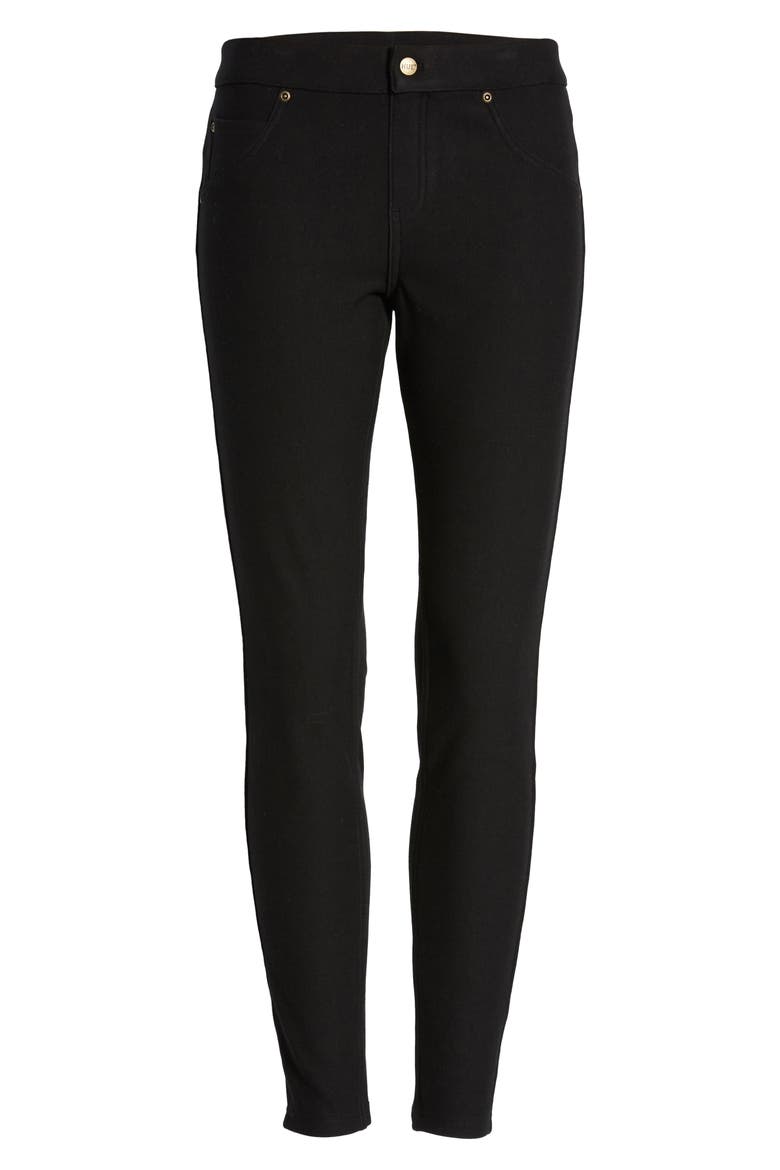 Fleece Lined Denim Leggings, Alternate, color, BLACK
