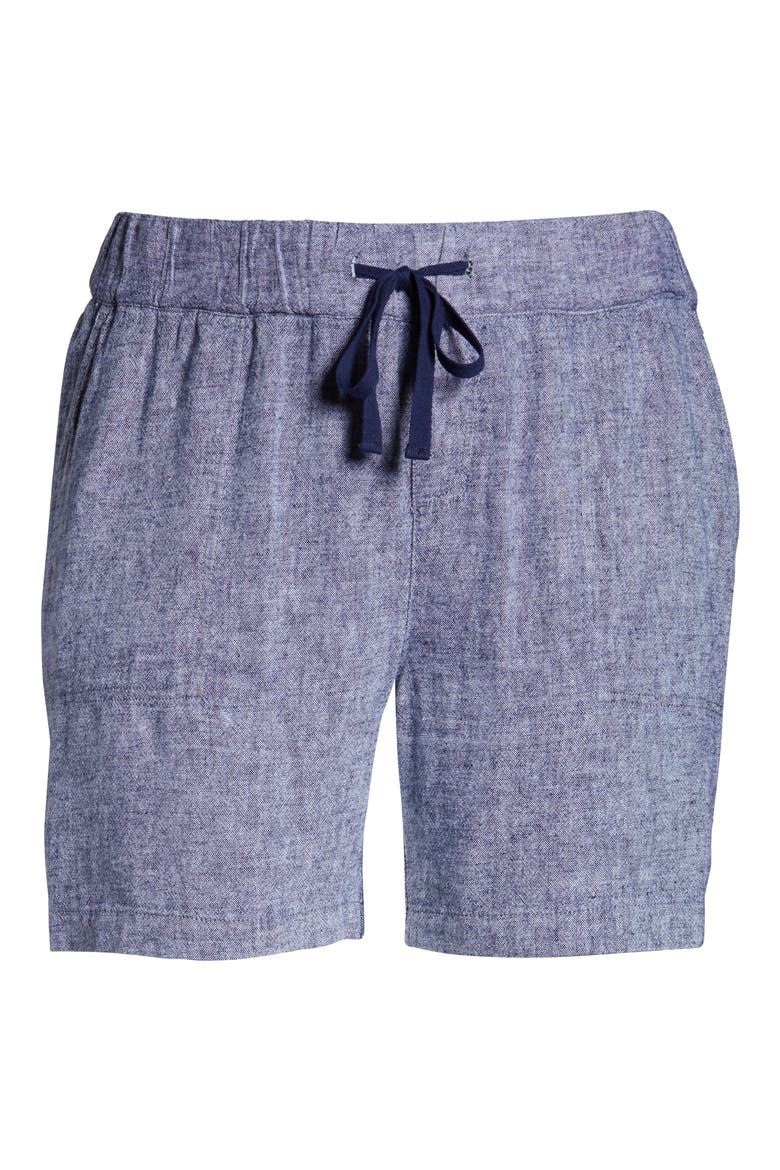 Stripe Linen Shorts, Alternate, color, NAVY CROSSDYE