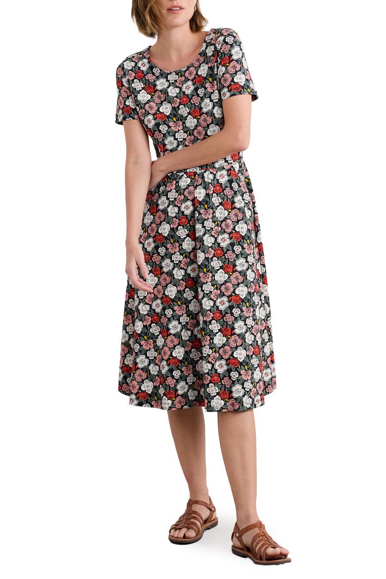 April Floral Stretch Organic Cotton Dress, Main, color, FLORAL TUMBLE ONYX