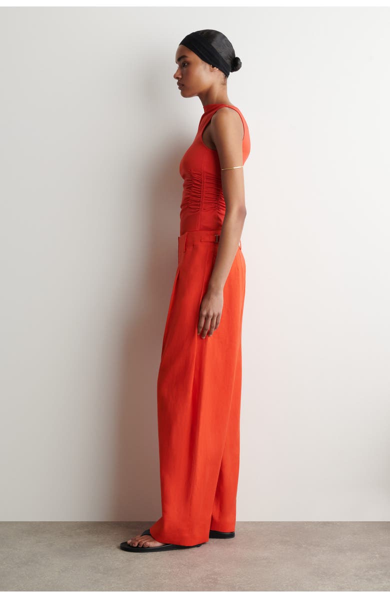 COS Buckle-detail Linen Balloon-leg Trousers, Alternate, color, Orange