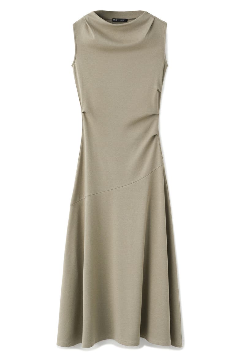 Asymmetric Cut Draped Midi Dress, Alternate, color, KHAKI GREEN