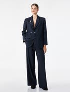 Koton Long Sleeve Double-Breasted Pinstripe Blazer