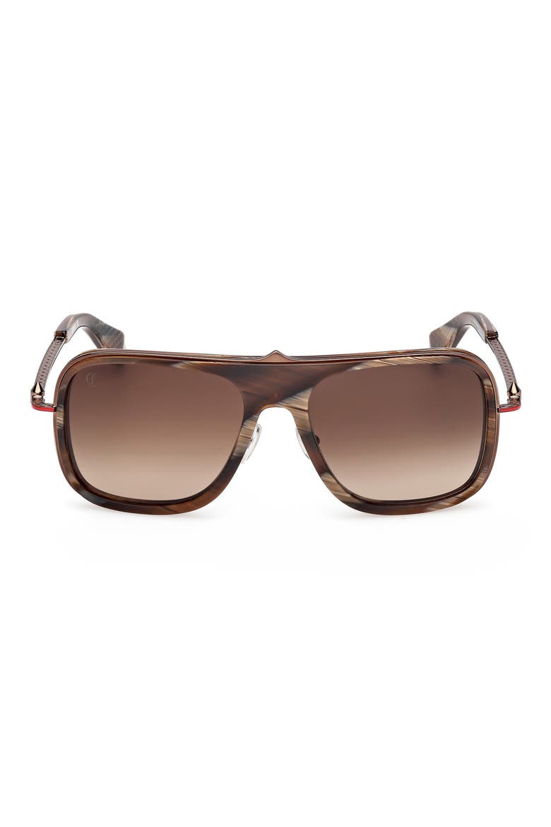 58mm Navigator Sunglasses, Main, color, BROWN HORN / BRONZE RED