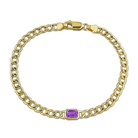 Gemstone Link Bracelet 14K