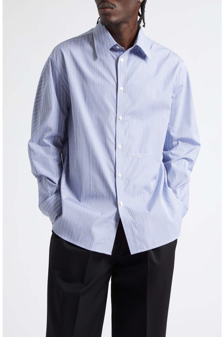 Couture Seam Stripe Overshirt, Main, color, WHITE/ NAVY