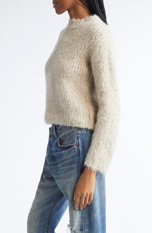 R13 Shrunken Mock Neck Alpaca Blend Sweater In Neutral