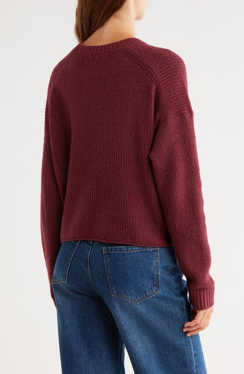 Abound Cozy Crew Pullover Sweater In Burgundy